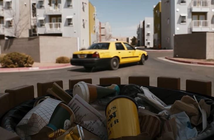 Yellow Taxi drives away