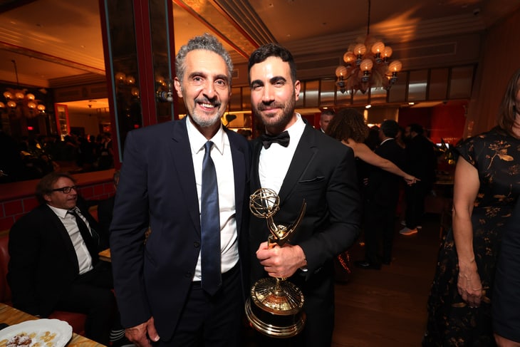 John Turturro and Brett Goldstein attend the Apple TV+ Primetime Emmy Reception Red Carpet at Mother Wolf.