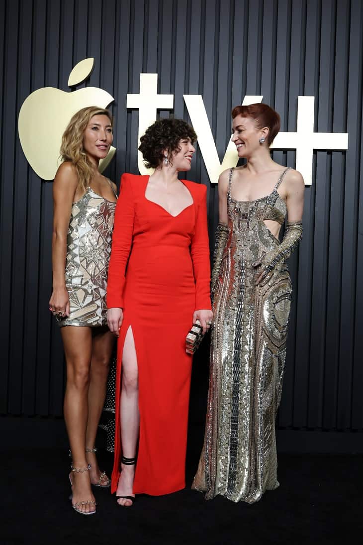 Dichen Lachman, Jen Tullock and Britt Lower attend the Apple TV+ Primetime Emmy Reception Red Carpet at Mother Wolf.