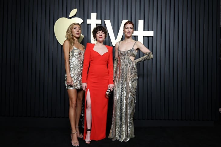 Dichen Lachman, Jen Tullock and Britt Lower attend the Apple TV+ Primetime Emmy Reception Red Carpet at Mother Wolf.