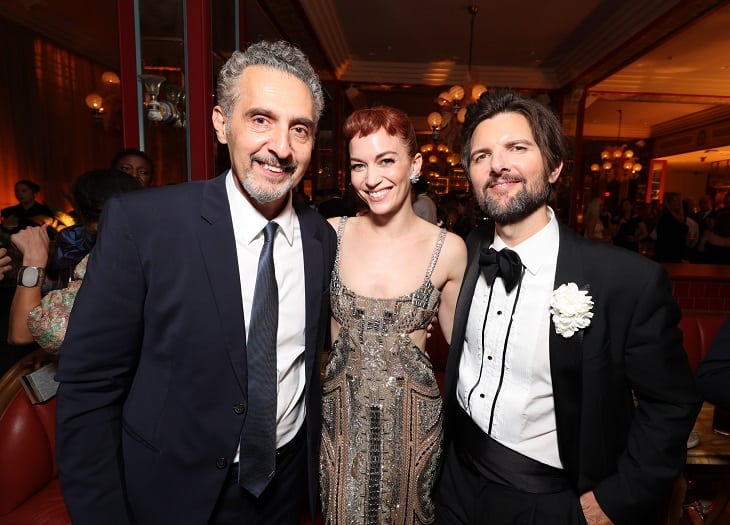 John Turturro, Britt Lower and Adam Scott attend the Apple TV+ Primetime Emmy Reception Red Carpet at Mother Wolf.