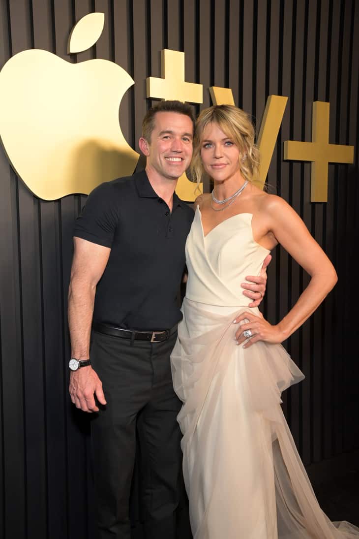 Rob McElhenney and Kaitlin Olson attend the Apple TV+ Primetime Emmy Reception Red Carpet at Mother Wolf.