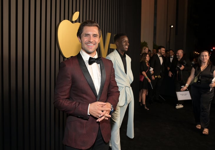 Phil Dunster and Toheeb Jimoh attend the Apple TV+ Primetime Emmy Reception Red Carpet at Mother Wolf.
