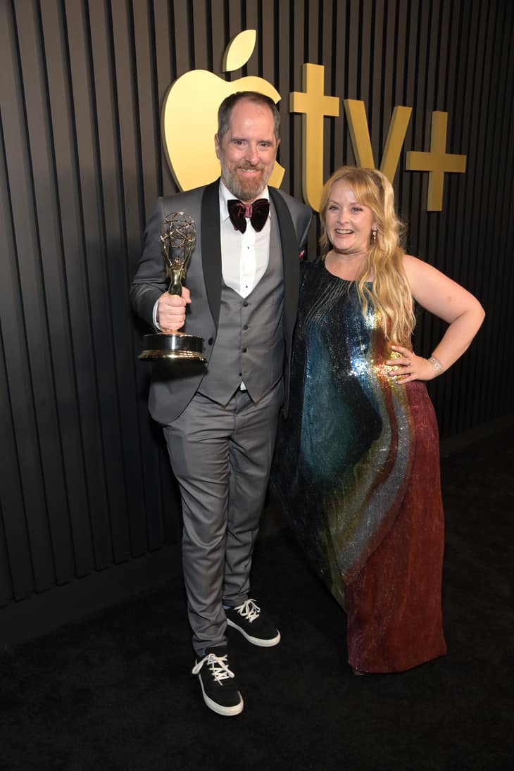 Brendan Hunt and Shannon Nelson attend the Apple TV+ Primetime Emmy Reception Red Carpet at Mother Wolf.
