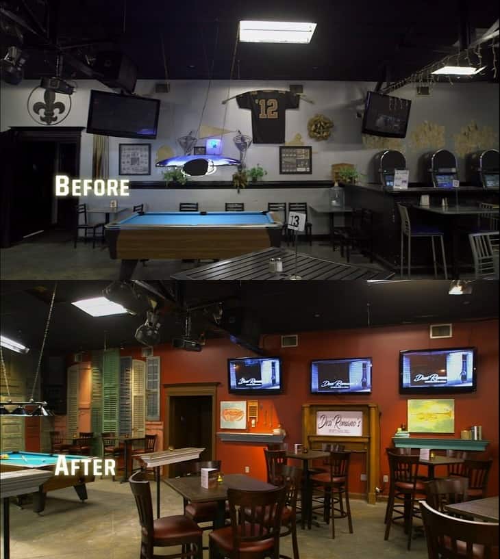 Desi Romano's Seating Area Before and After