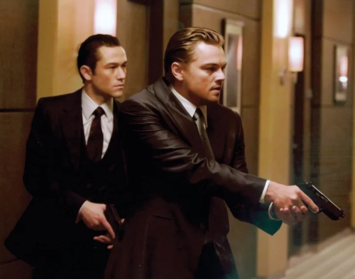 Leonardo DiCaprio and Joseph Gordon Levitt in Inception (2010) - #9 Best Movie of All Time