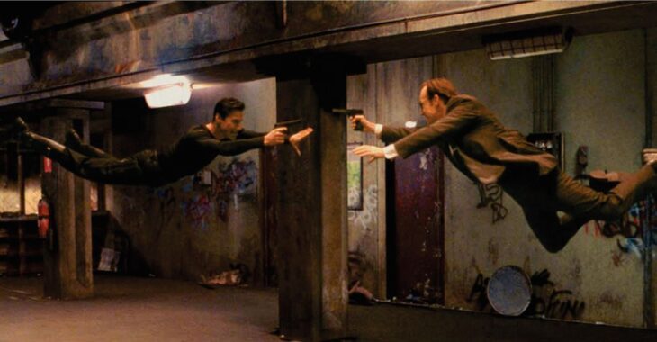Keanu Reeves and Hugo Weaving in The Matrix (1999)