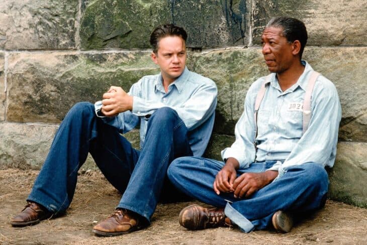 Morgan Freeman and Tim Robbins in The Shawshank Redemption (1994) - Best Movie of All Time