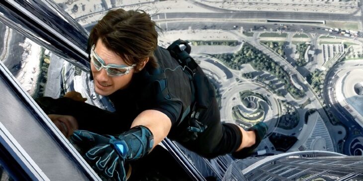 Tom Cruise scaling the Burj Khalifa in Mission: Impossible - Ghost Protocol