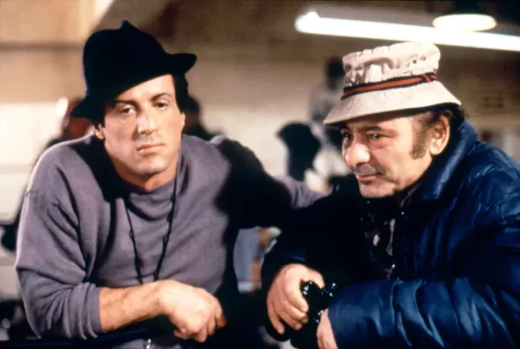 Burt Young with Sylvester Stallone in Rocky V