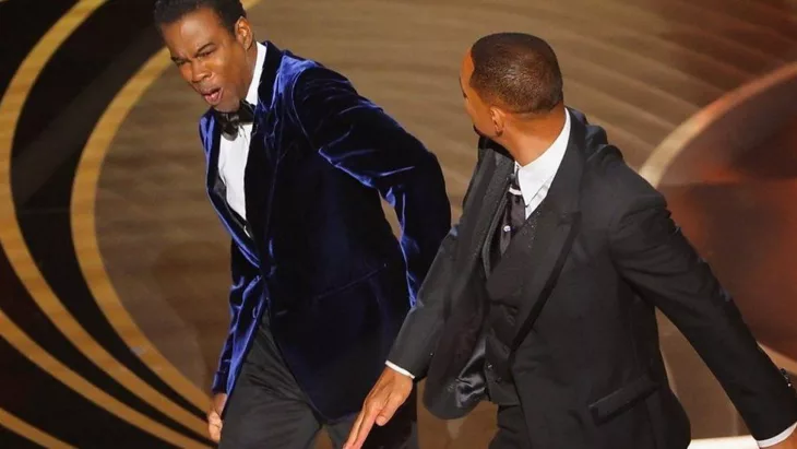 Will Smith Slapping Chris Rock at 2022 Oscars