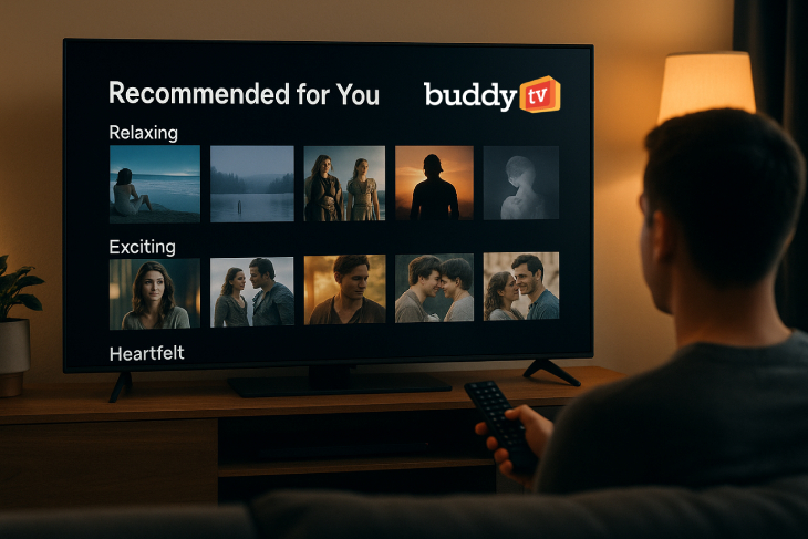 Streaming platform showing mood-based AI recommendations