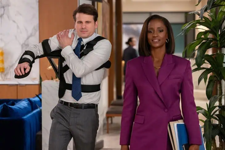 Matlock S2E6 - Jason Ritter as “Julian Markston” and Skye P. Marshall as “Olympia Lawrence”