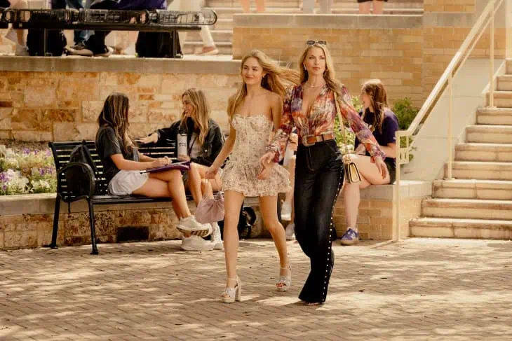 Michelle Randolph as Ainsley Norris and Ali Larter as Angela Norris in Landman episode 1, season 2