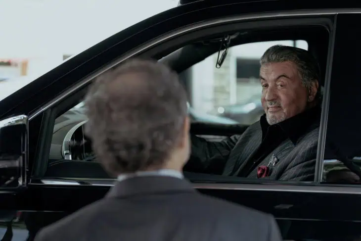 Sylvester Stallone as Dwight Manfredi in Tulsa King, episode 8, season 3