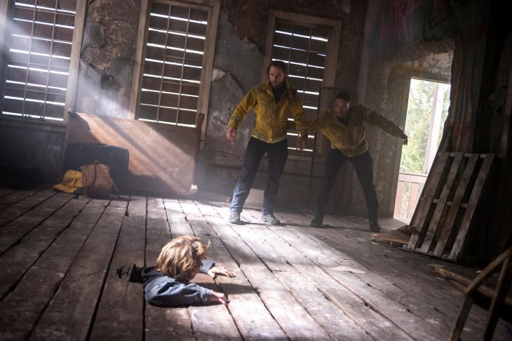 Max Thieriot as Bode Leone and Jordan Calloway as Jake Crawford. Photo: Sergei Bachlakov/CBS