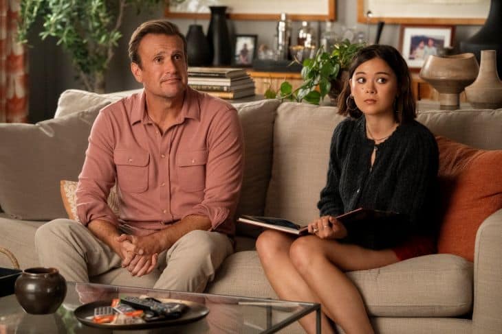 Jason Segel and Lukita Maxwell in "Shrinking," premiering January 28, 2026 on Apple TV.