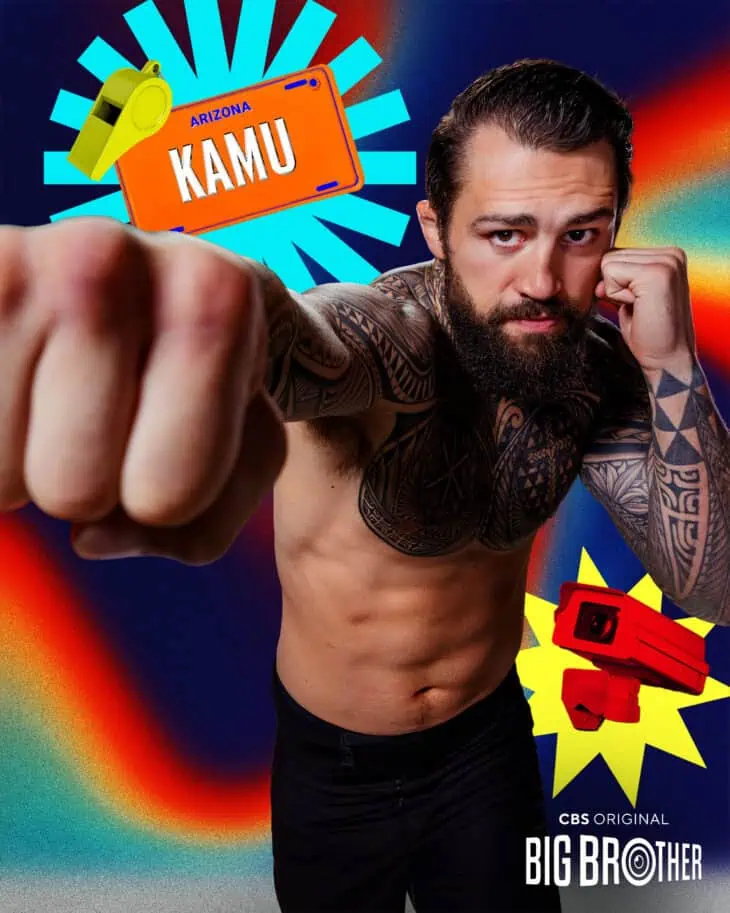 Kamuela 'Kamu' Kirk Houseguest on Season 28 of the CBS Original Series Big Brother, scheduled to air on the CBS Television Network and streaming on Paramount+. -- Photo: Evan Mulling ©2026 CBS Broadcasting, Inc. All Rights Reserved.